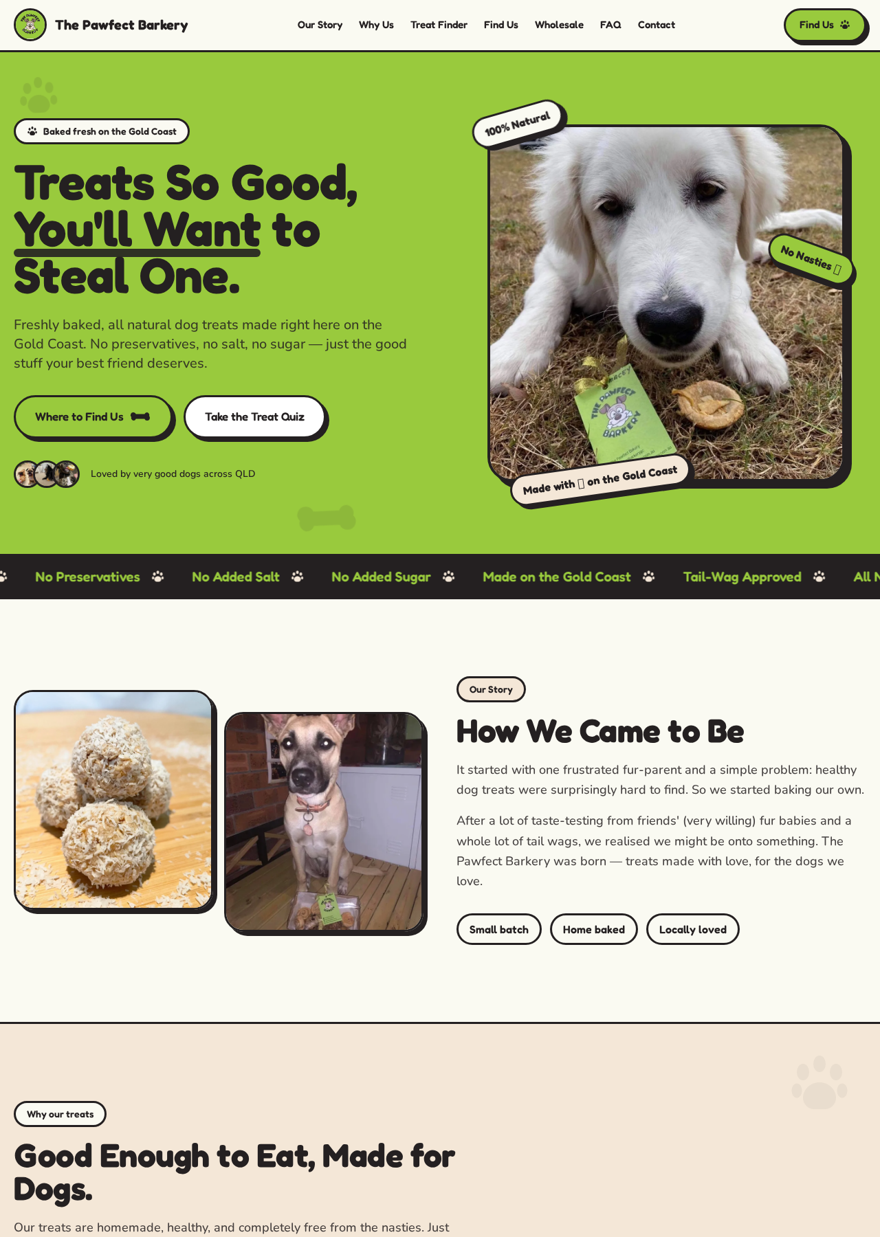 The Pawfect Barkery website screenshot
